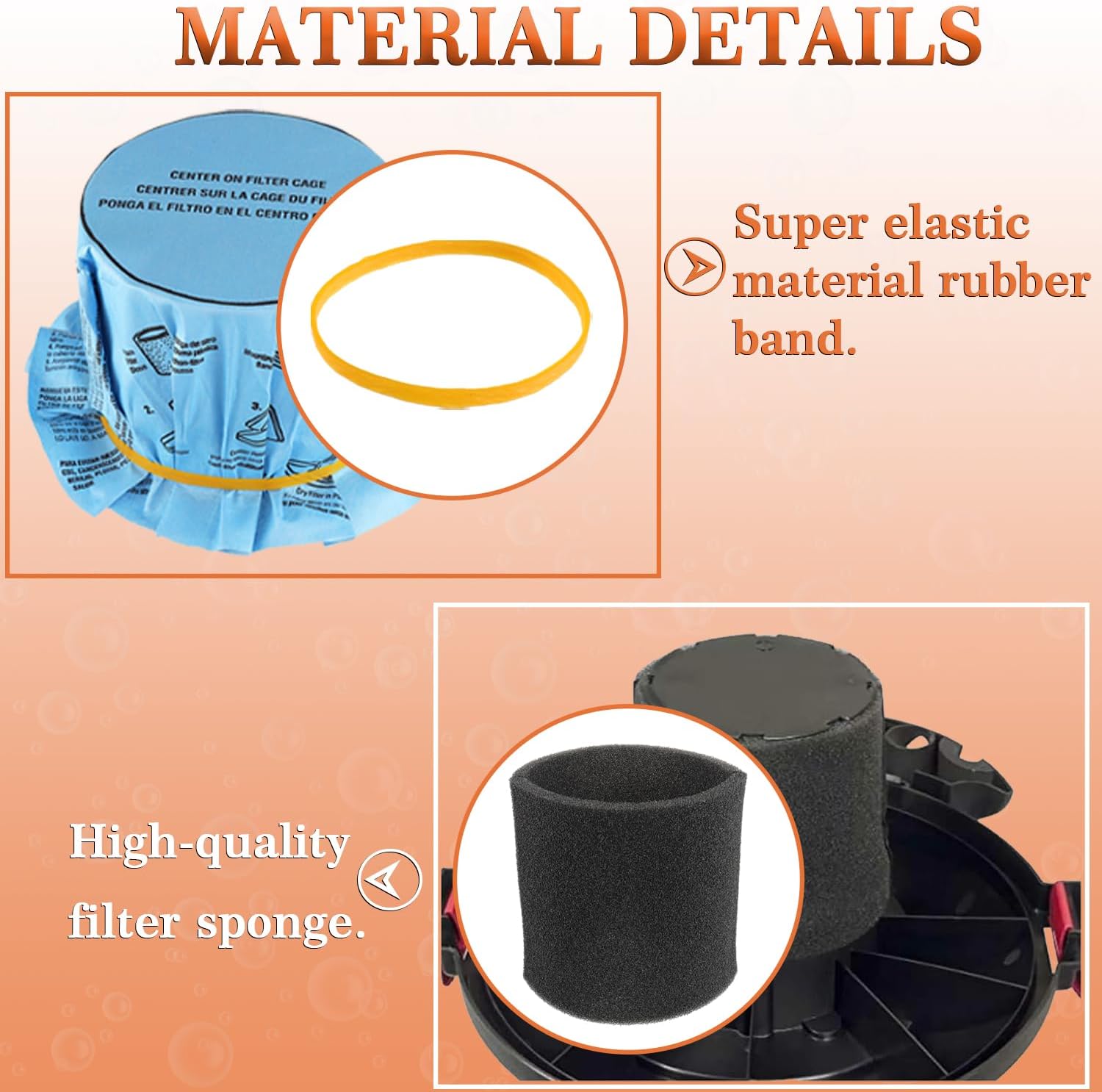 6 pack 90107 Dry Paper Disc Filters 3 Pack Retaining Bands 3Pack 90585 Shop Vac Foam Sleeve Filter Replacements for Most Shop Vac Wet Dry Vacuum Cleaners 5 Gallon and Above