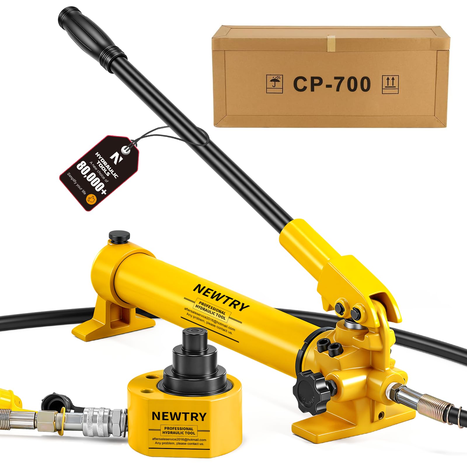 NEWTRY 30 Ton Low Profile Hydraulic Jack Porta Power Kit + CP-700