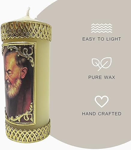 Miniatura 3 de Vela de oración católica de San Padre Pio hecha a mano, velas decorativas sin perfume para devocionales, regalos religiosos para familias