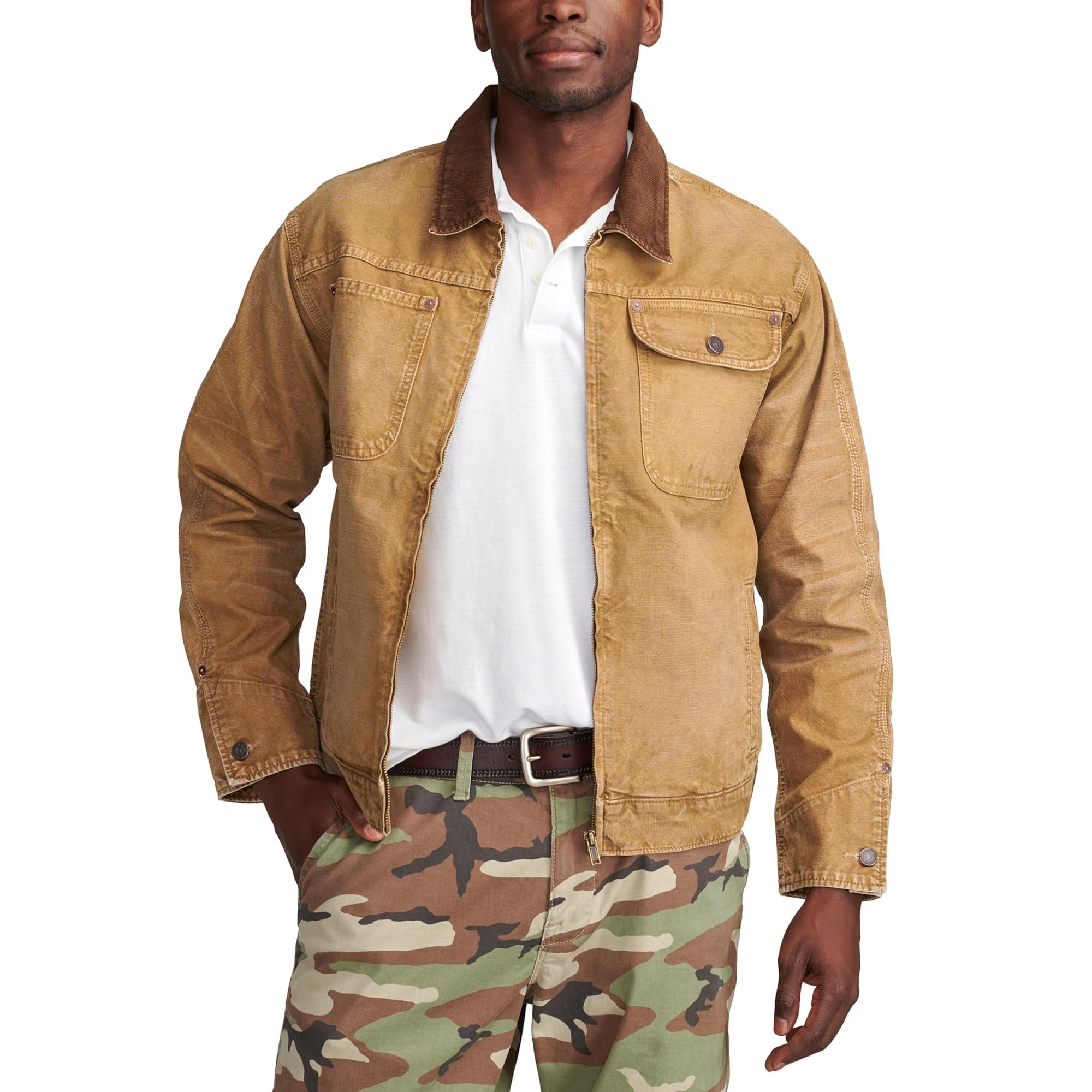 Lucky Brand Men's Corduroy Collar Trucker Jacket, Legend Khaki