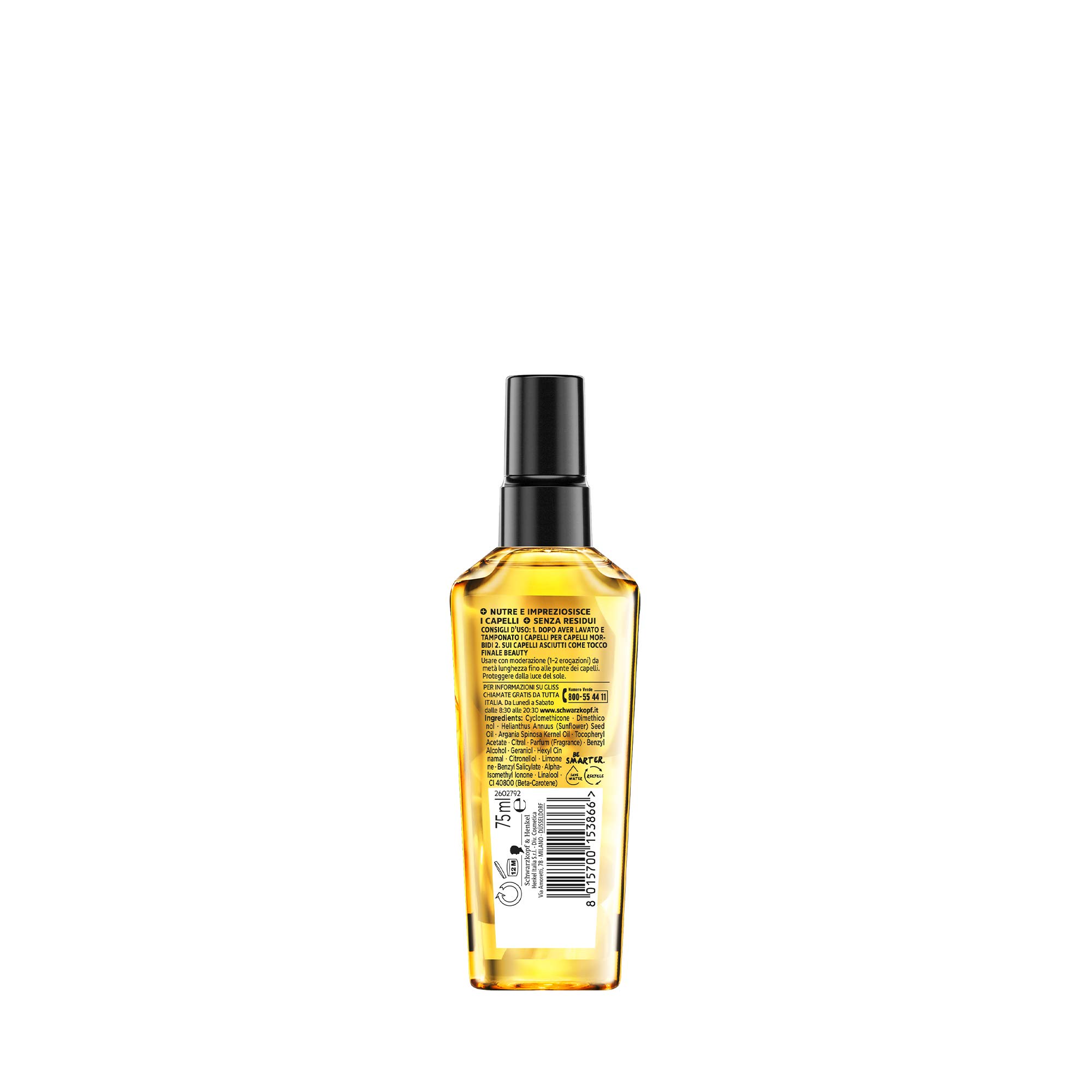 Schwarzkopf Gliss, olejek do włosów suchych i zniszczonych, z olejkiem arganowym i witaminą E, 6 sztuk x 75 ml