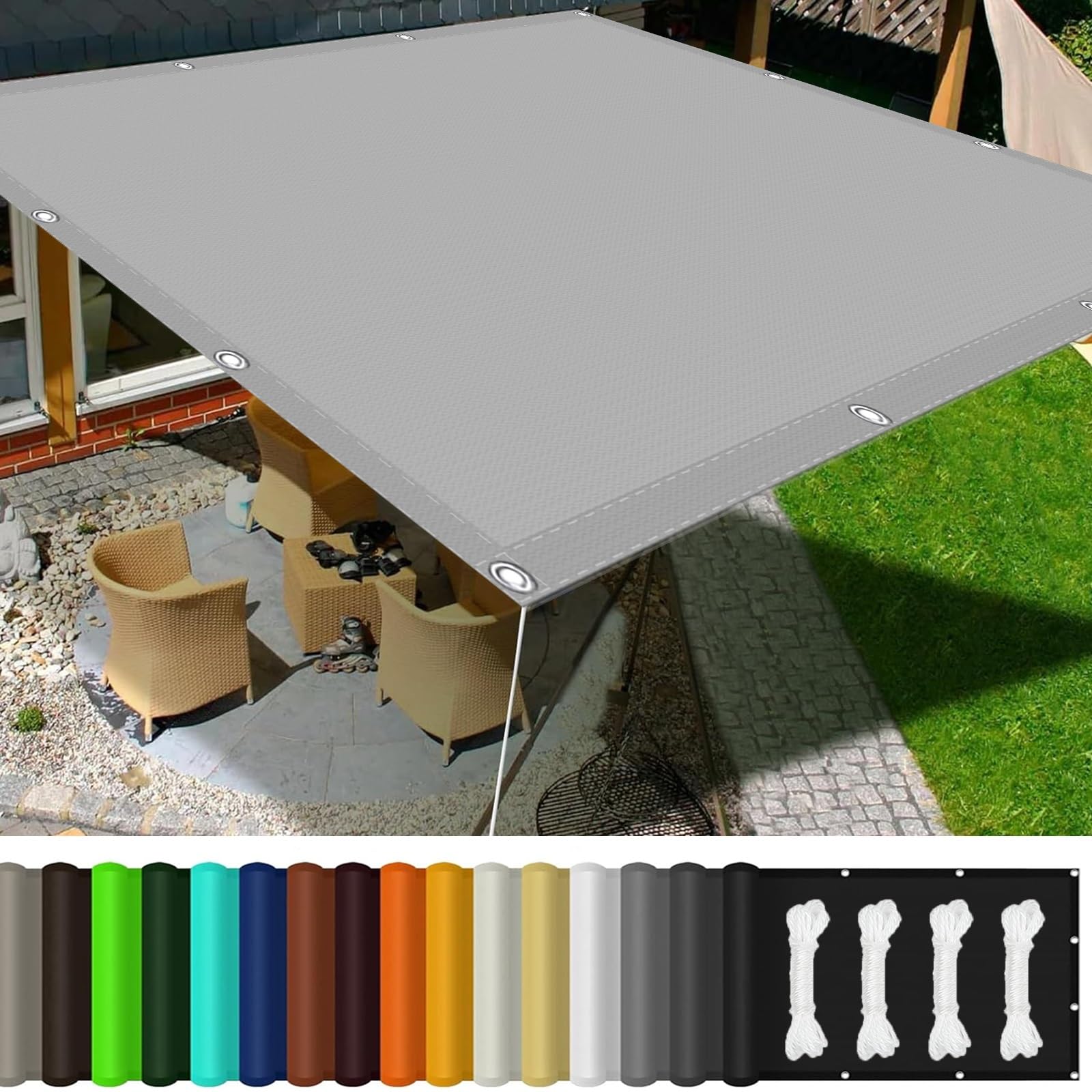 Voile d'ombrage imperméable gris clair 1x3.2m de protection UV