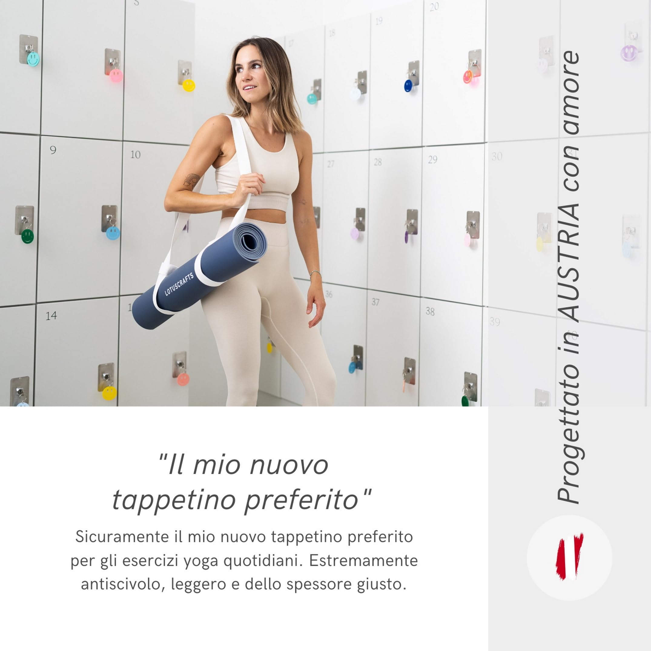 LOTUSCRAFTS Arise Tappetino Yoga, Antiscivolo, Prodotto in Spagna, Tappetino da Yoga in Gomma Naturale, 185 x 65 x 0,4 cm