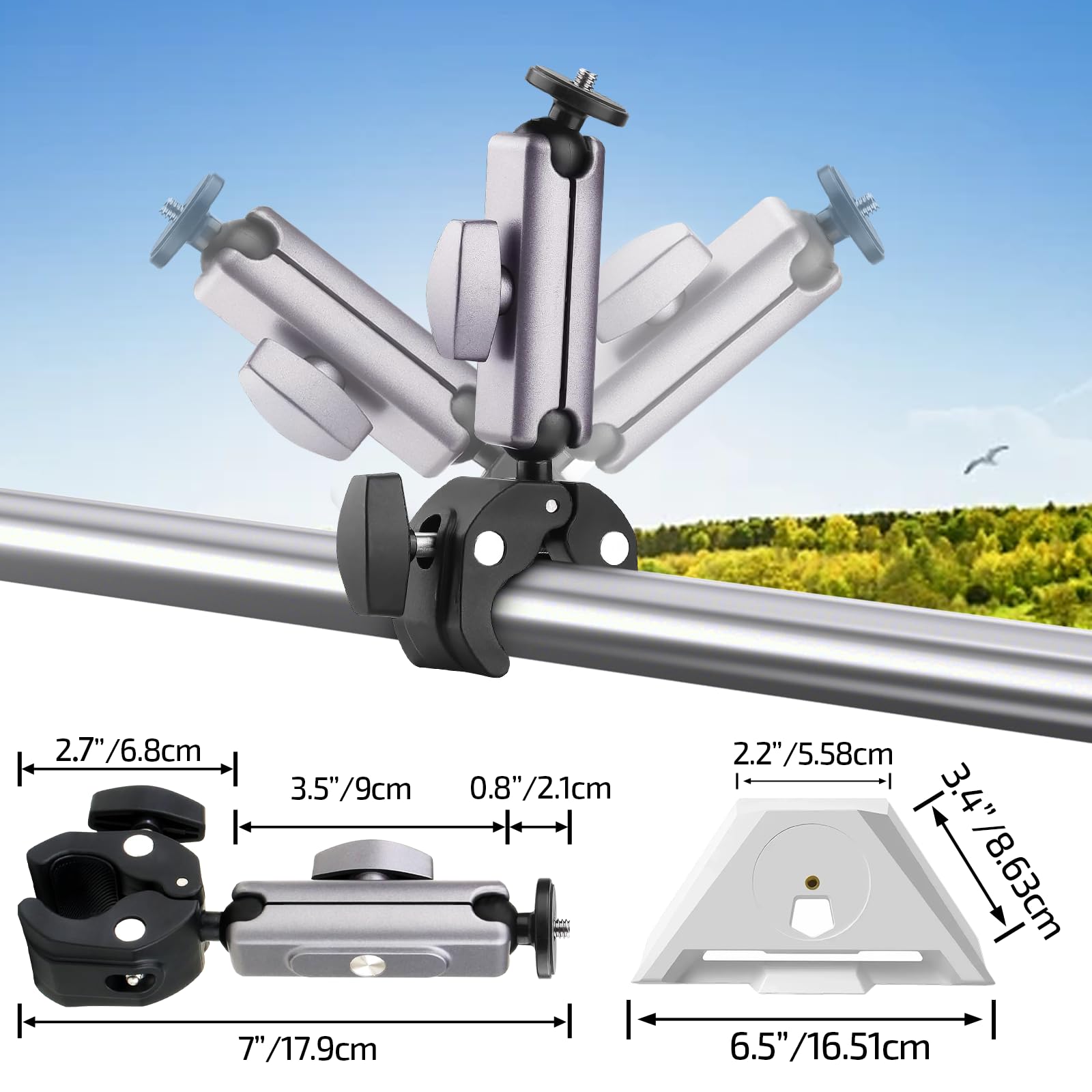 Starlink - Mini staffa regolabile per mini ciotola Starlink, adatto per aste da 2,2 – 5 cm, ideale per scale camper, barre portatutto, furgoni, barche, camper e uso esterno