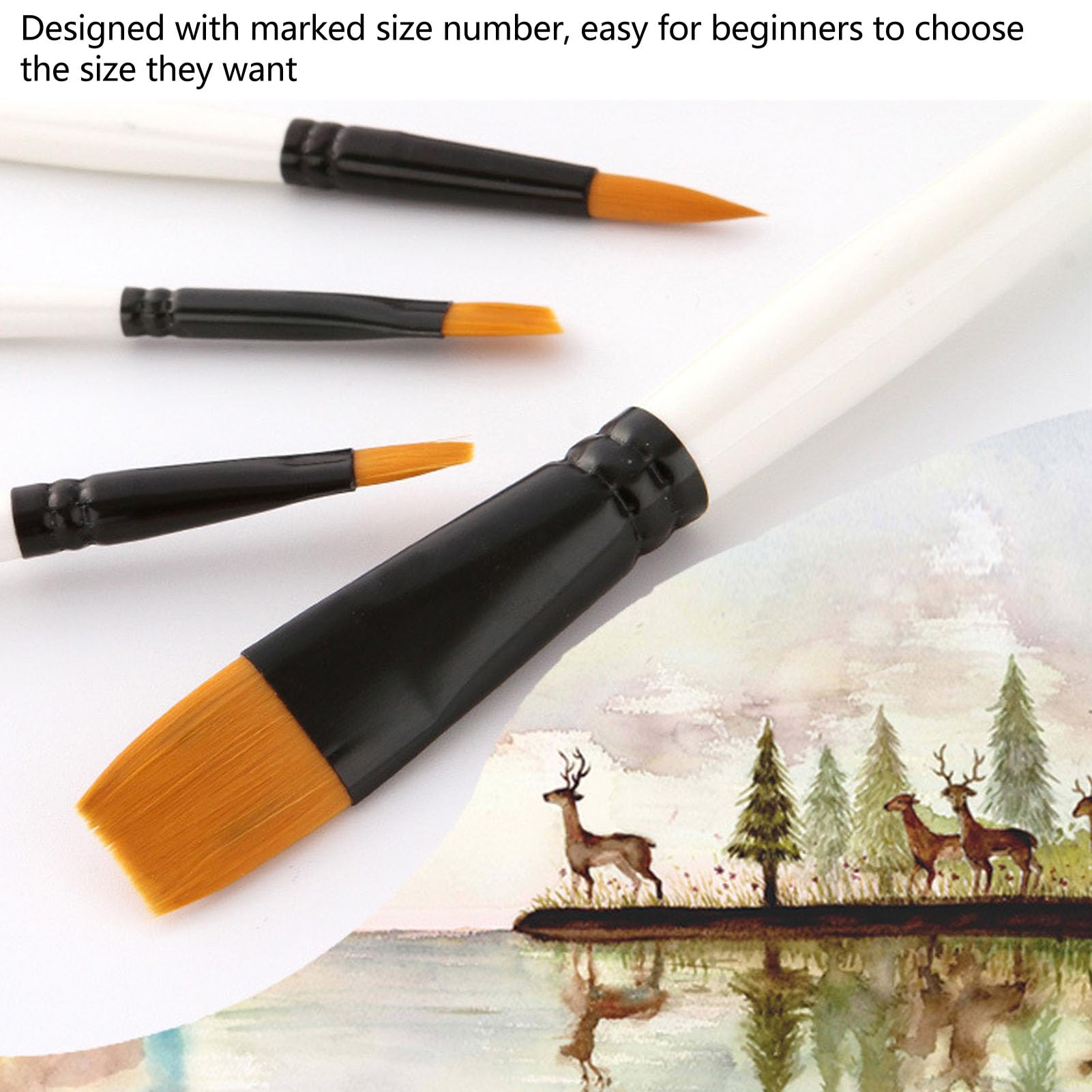 Zerodis Útiles Escolares Juego de Pinceles para Artista con de Madera y Pelo de Nailon Dorado con Bolsa de Almacenamiento para Gouache Acrílico, Acuarela, Óleo, Pintura Artística, 10 Pinceles para