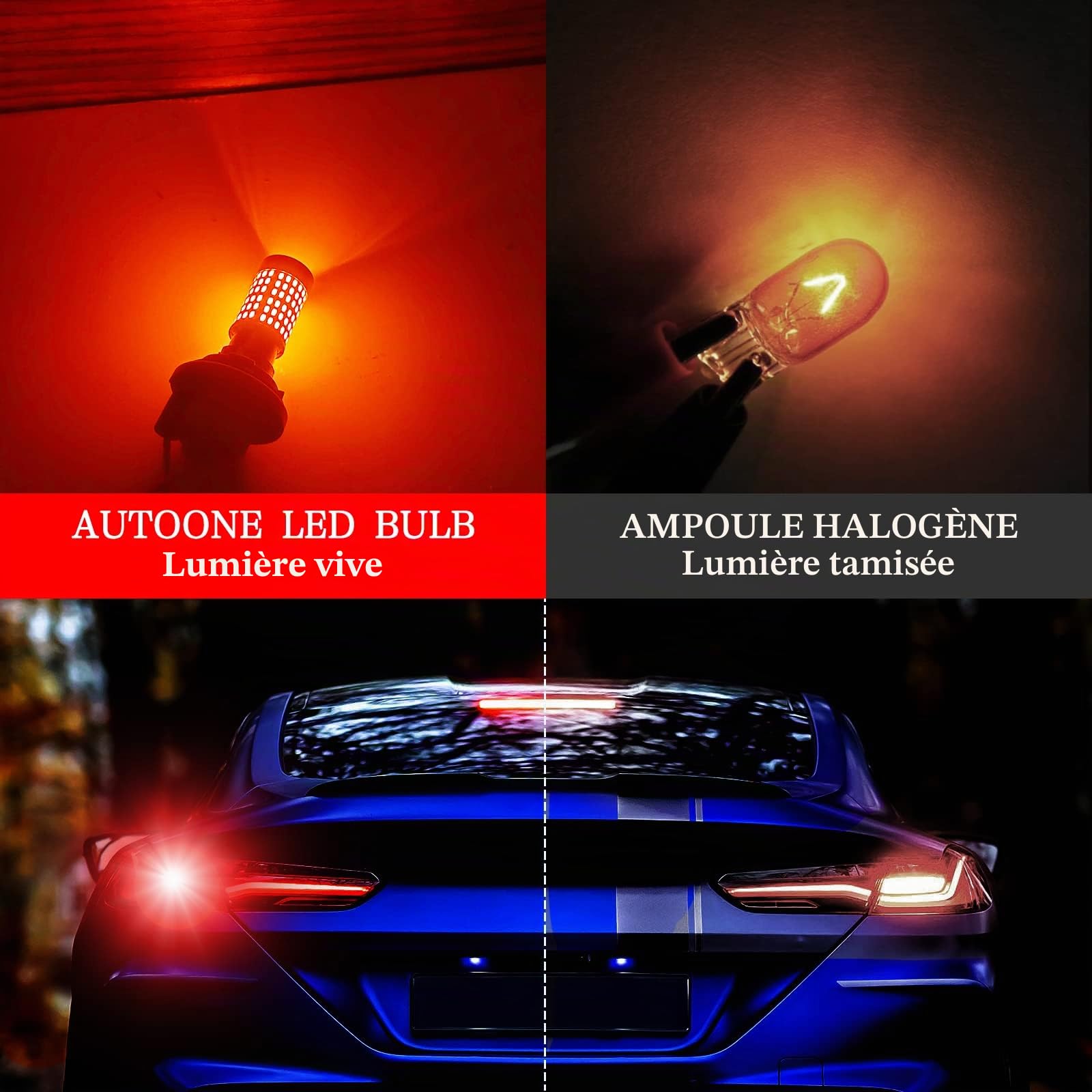 2Pcs ampoule led voiture sans erreur,ba15s p21w led ampoule led feu stop ampoule rouge 12-24V 23W super brillante pour feux de brouillard arrière et feux de position arrière
