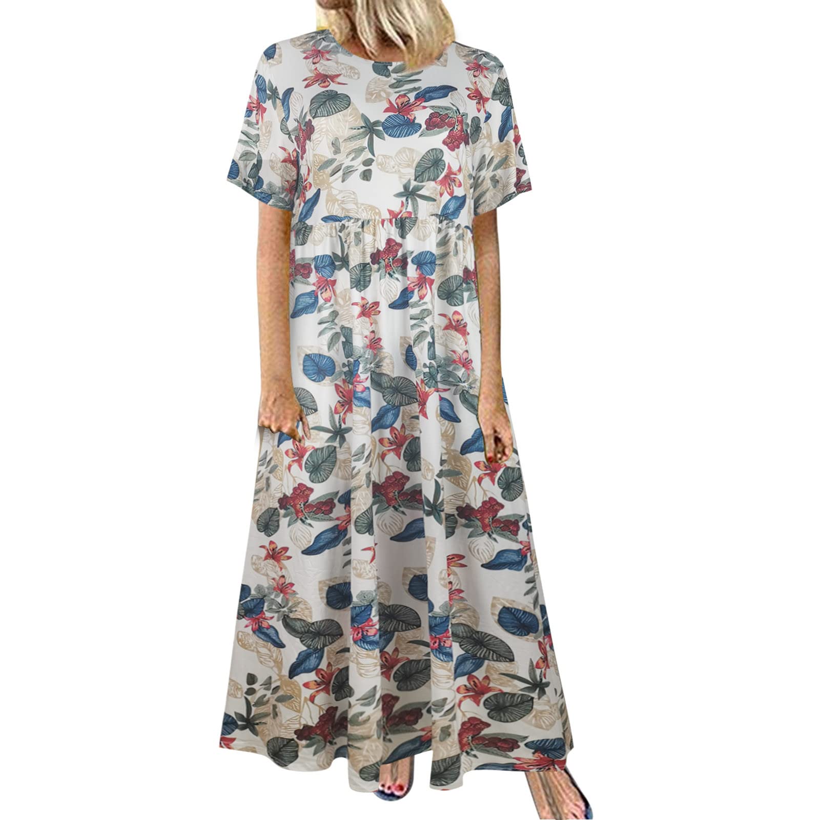 Womens Dresses Summer Casual Plus Size Floral Maxi Dresses Loose