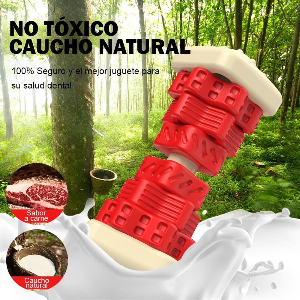 Indestructible Dog Toys - Natural Rubber Heavy Duty Chew, Dental Cleaning, Anti-Stress and Interactive Teether for Large and Medium Dogs (Red) 10