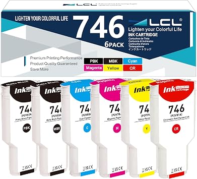 746 Ink Cartridge 300-ml Set Replacement for HP 746 Ink Cartridges Kit hp746 P2V83A P2V82A P2V81A P2V80A P2V79A P2V78A for DesignJet 746 Ink for DesignJet Z6 & Z9+ Large Format Printer 6-Pack
