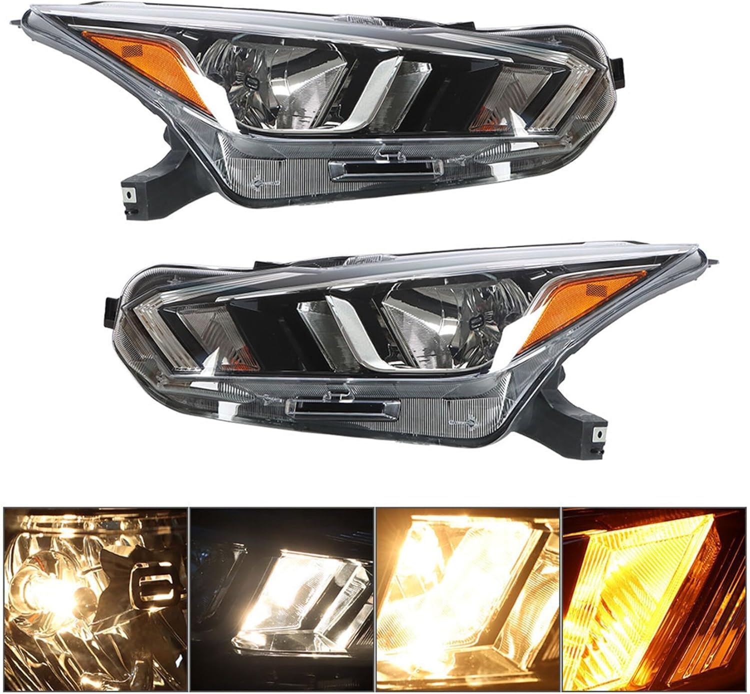 Driver & Passenger Side Headlight Assembly Replacement for V-ersa 2020 2021 Halogen Headlamps Left Right Headlamp Pair