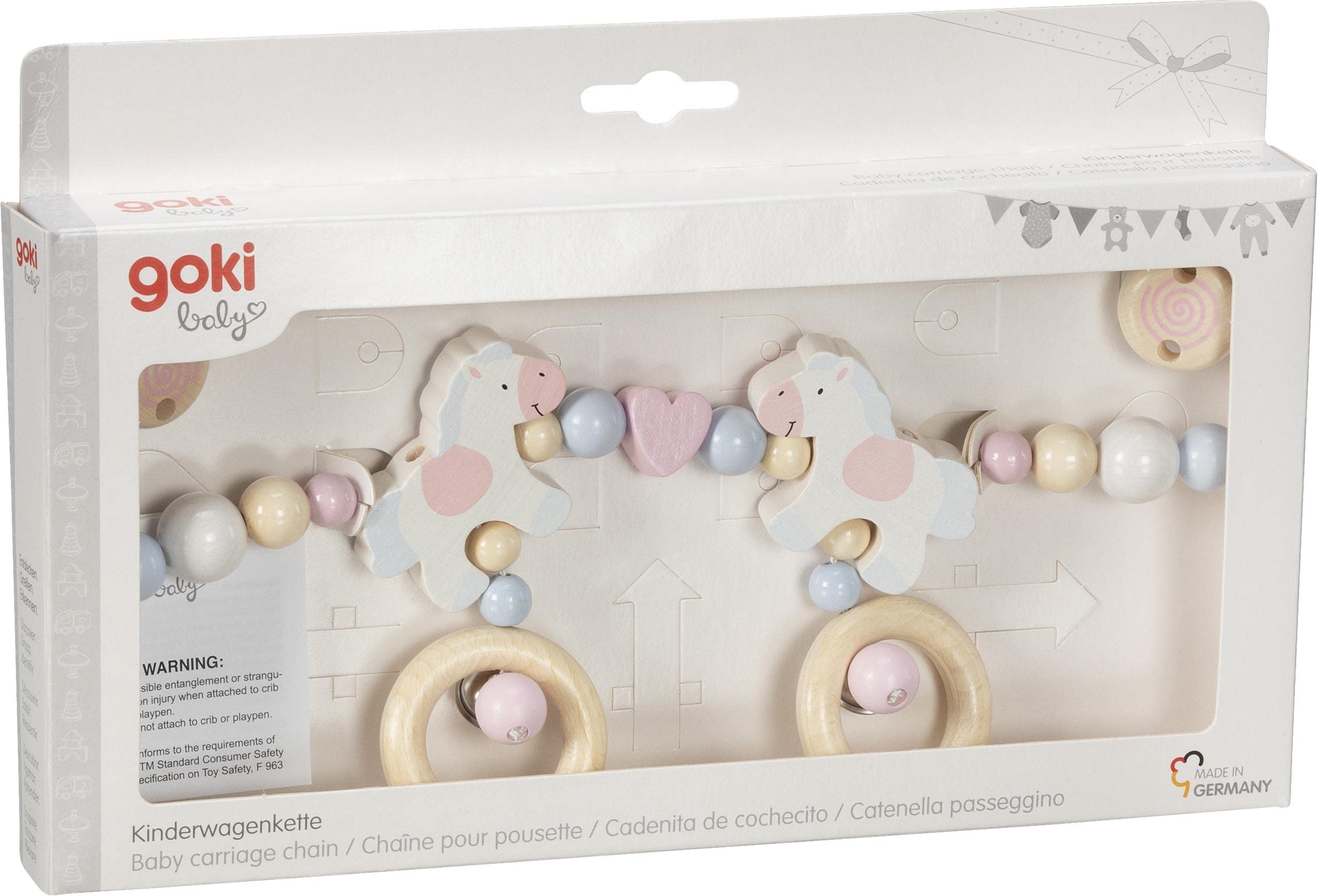 Goki - Pram Chain Horses - Cute Horses - Made of Maple and Beech Wood - Handmade - Made in Germany, Pastel Colours - Image 2