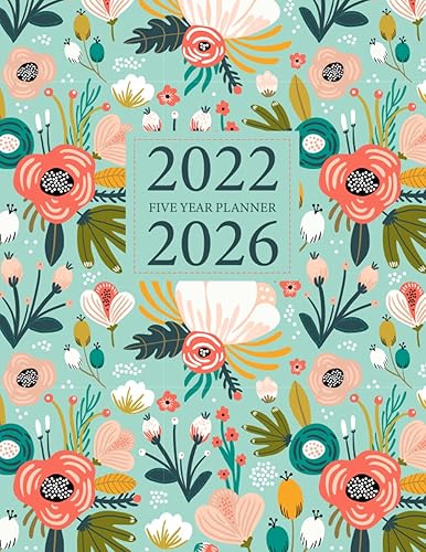 2022-2026 Five Year Planner: Mint Doodle Flower Cover | 60 Months Calendar, 5 Year Appointment Calendar, Business Planners, Agenda Schedule Organizer Logbook and Journal