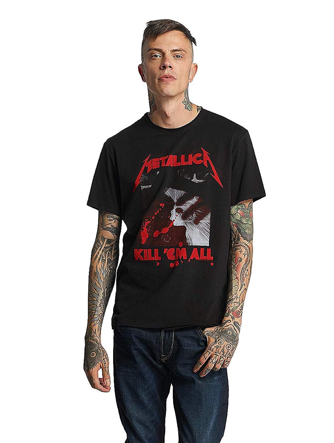 Amplified Men's Metallica - Kill Em All Regular Fit Crew Neck Short Sleeve T - Shirt, Grey (Charcoal Cc), (Manufacturer Size:XXL)
