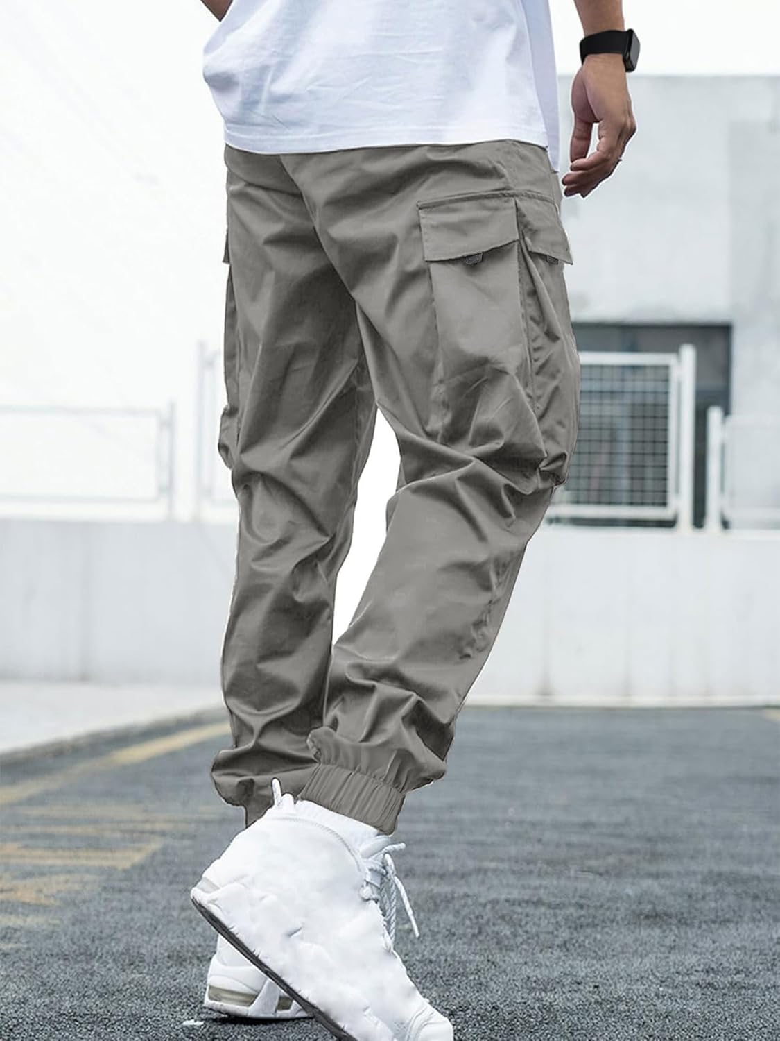 JEMLDL Mens Cargo Joggers Pants Elastic Waist Drawstring Baggy Sweatpants Techwear Pants for Men - Image 2
