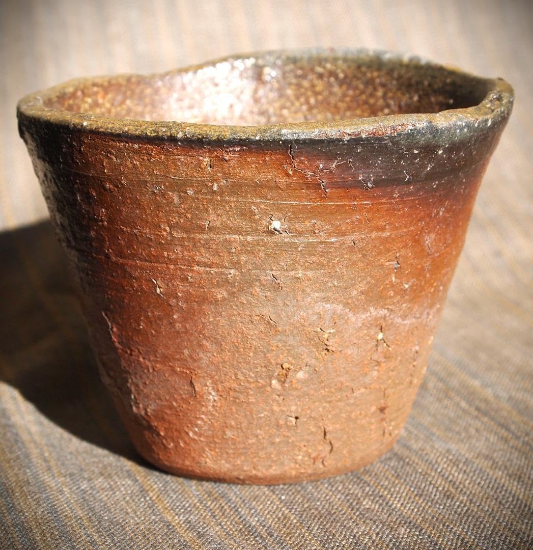 希少作★小山日出男★黒備前窯変粗土焼酎杯★黄胡麻 作小山日出男黒備前窯変焼酎杯胡麻 希少作☆小山日出男☆