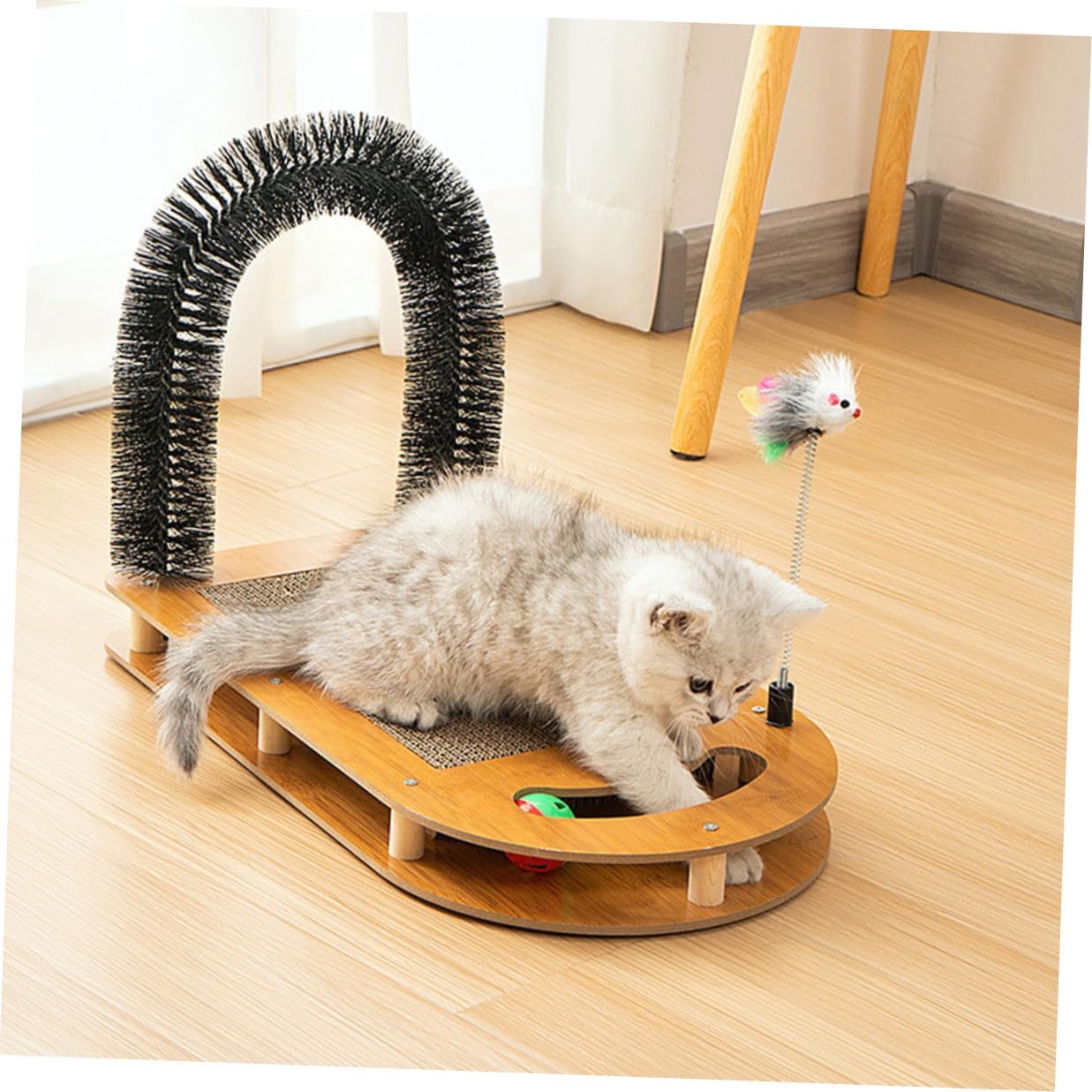 Cat Scratching Pad U-Shaped Replaceable Kitten Scratcher Sturdy Floor Accessory Multifunctional Self-Entertainment Cat
