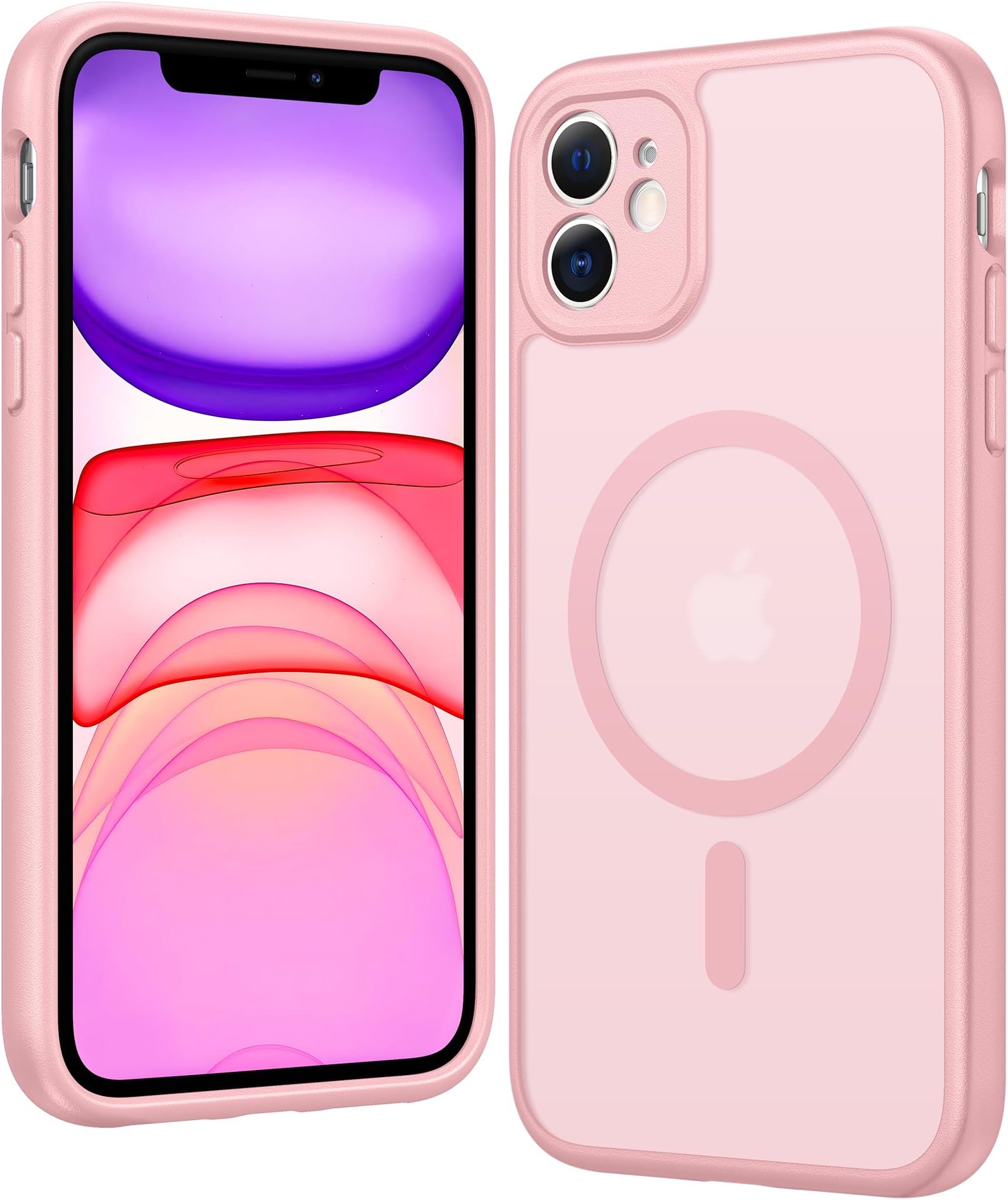 FNTCASE for iPhone 11 Magnetic Case: for iPhone XR Magnetic Phone Case - Translucent Matte Shockproof Protective Drop Protection Phone Cover 6.1 inches (G-Pink)