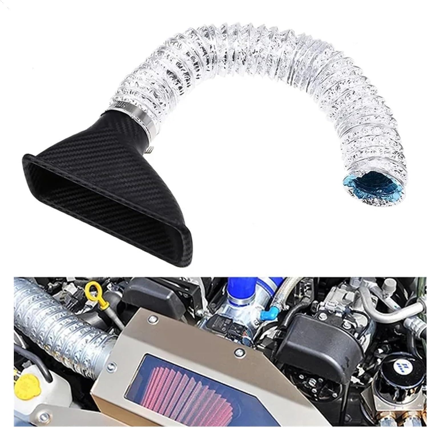 Cold Air Car Front Bumper Admission Air Pipe Kit Abs Turbine Inlet Kit Pipe Funnel