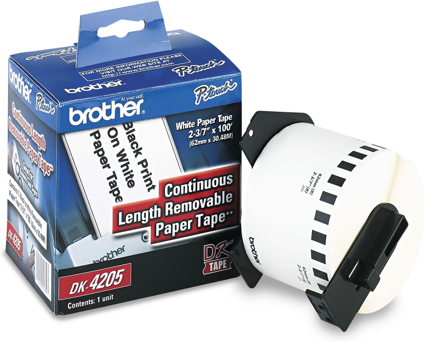Brother® Removable Paper Label Tape for QL Printers, 2-3/7in x 100ft Roll, White