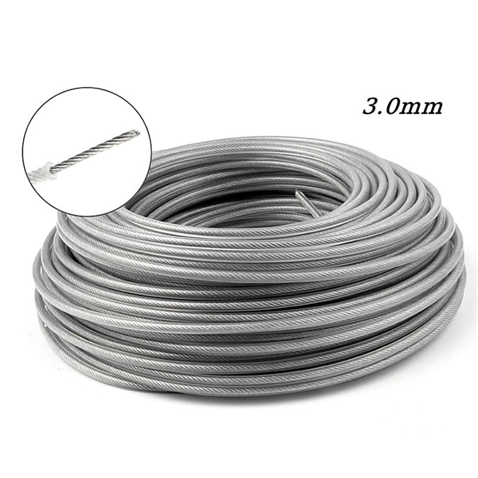 Cabezal de Corte de césped de Alambre de Acero + 3 mm x 15 m/1 LB, Hilo de Nailon for desbrozadora de Gasolina, Repuesto for cortadora de césped(Gray)