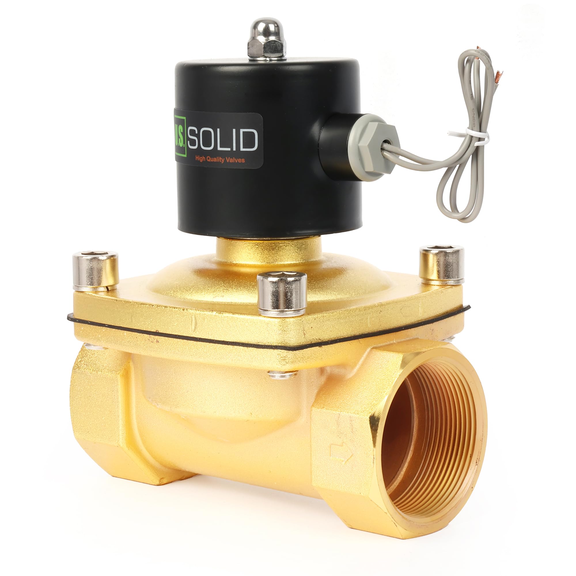 U.S. Solid Válvula solenoide – Válvula de agua eléctrica de aleación de zinc de 24 V CC de 2 pulgadas, sello NBR