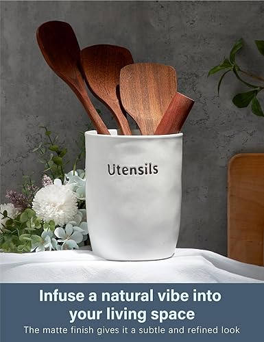 Miniatura 5 de ONEMORE Soporte grande para utensilios de cocina para encimera, utensilio de cerámica de 7.2 pulgadas para espátula de cuchara, decoración de