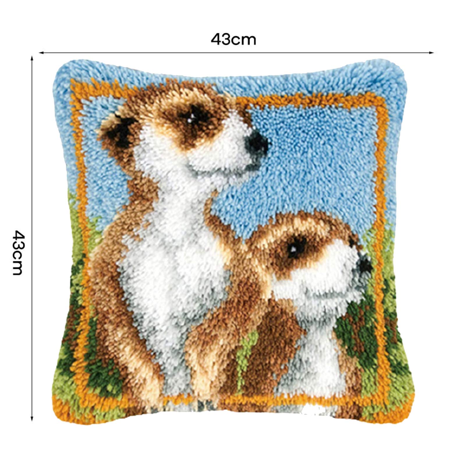 Knüpfteppich Für Kinder Und Erwachsene, DIY Tier Knüpfkissen Stickkissen Knüpfset mit bedruckter Leinwand Knüpfpackung Zum Selber Knüpfen Teppich Latch Hook Kits 43cmx43cm,A