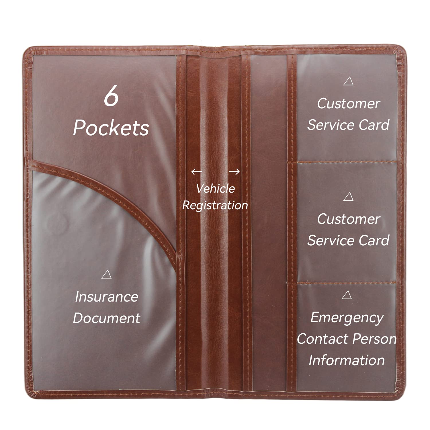 Porta Documenti Auto In Pelle PU Con Chiusura Magnetica - Organizer Per Patente, Assicurazione E Carte, Nero, 24x13 Cm - 2