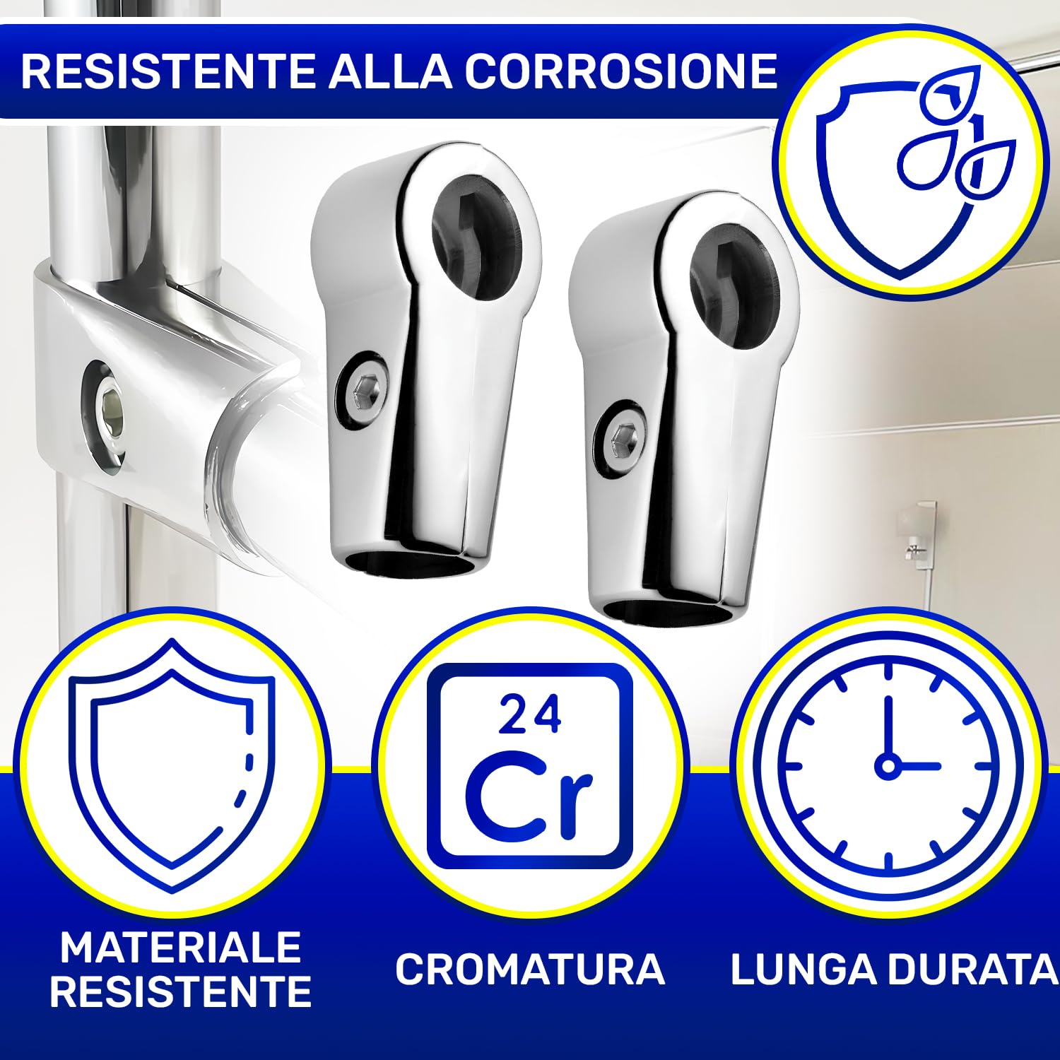 2 Pezzi Porta Tubo a Forma di T Ø25 x 84 mm è Cromato ed è Adatto per Struttura Cabina Armadio Componibile - Garanzia di 10 Anni - MONTERAL