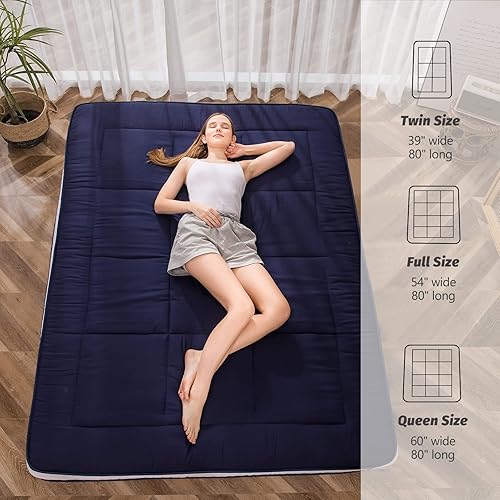 Miniatura 7 de MAXYOYO - Colchón tipo futón japonés, acolchado, para cama, extra grueso, plegable, transpirable, tumbona para el suelo, cama de invitados para