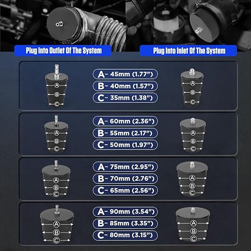 Miniatura 4 de Probador de fugas para sistema de enfriamientoprobador de fugas del sistema turbo, 9 piezas de probador de fugas Turbo Boost con 4 pares de