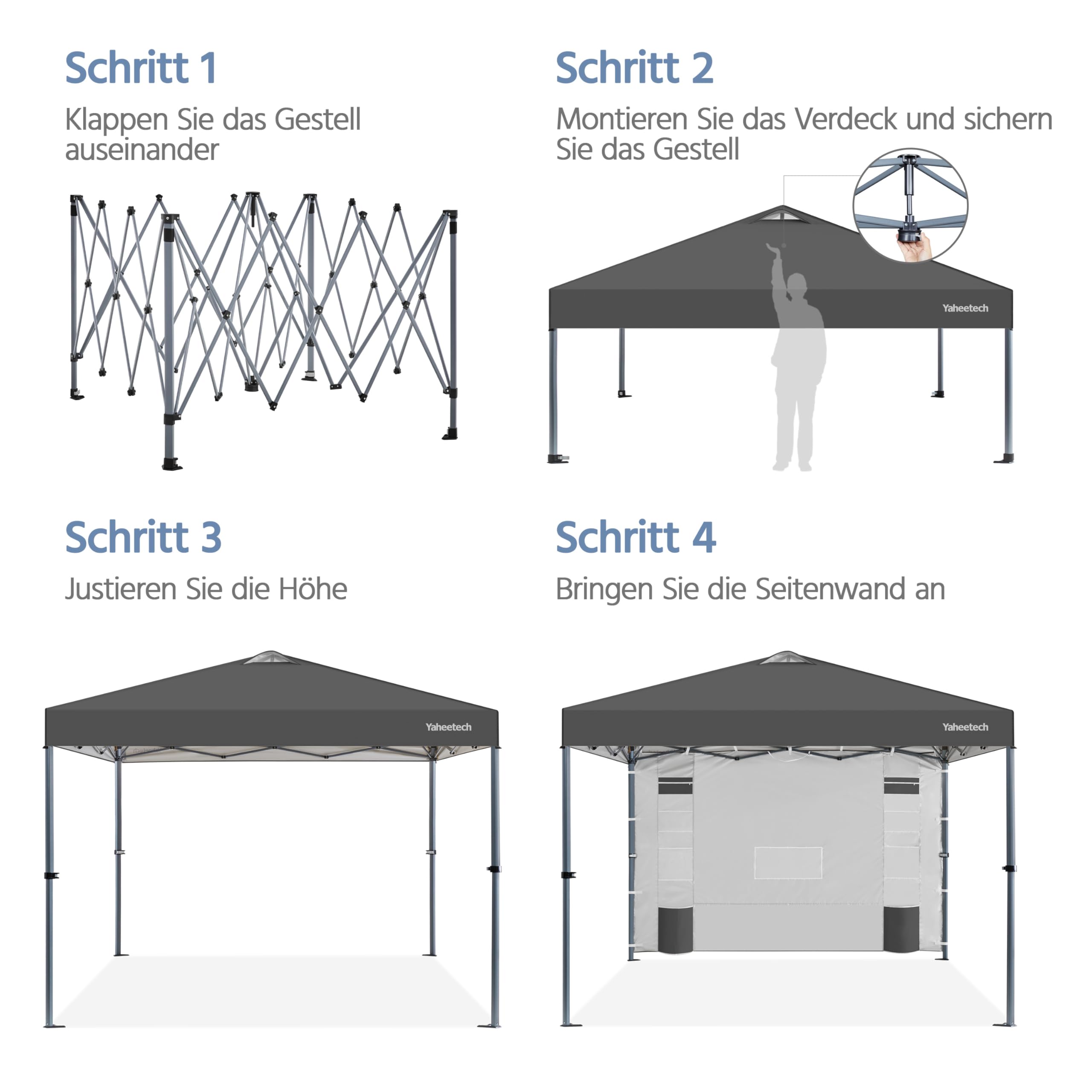 Pavillon Zelt mit Seitenwand & Aufbewahrungstaschen aus Mesh-Gewebe Pop-Up-Pavillon