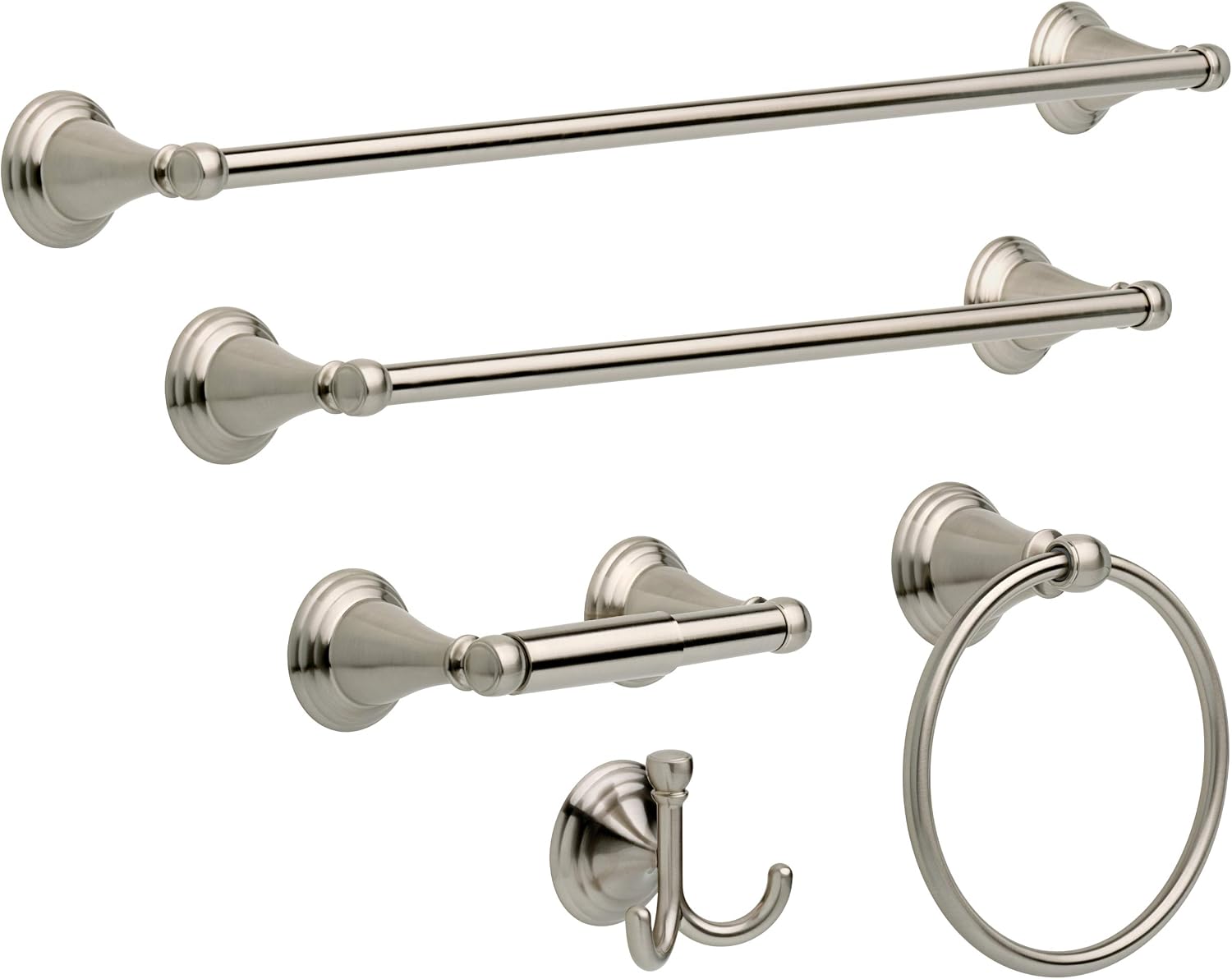 Delta Faucet Windemere Towel Hook, Robe Hook Satin Nickel Towel Holder for Bathroom, Bathroom Accessories, 79635-BN