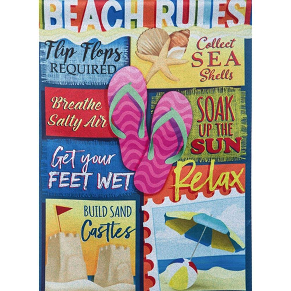 EverGreen Suede Garden Flag - Beach Rules