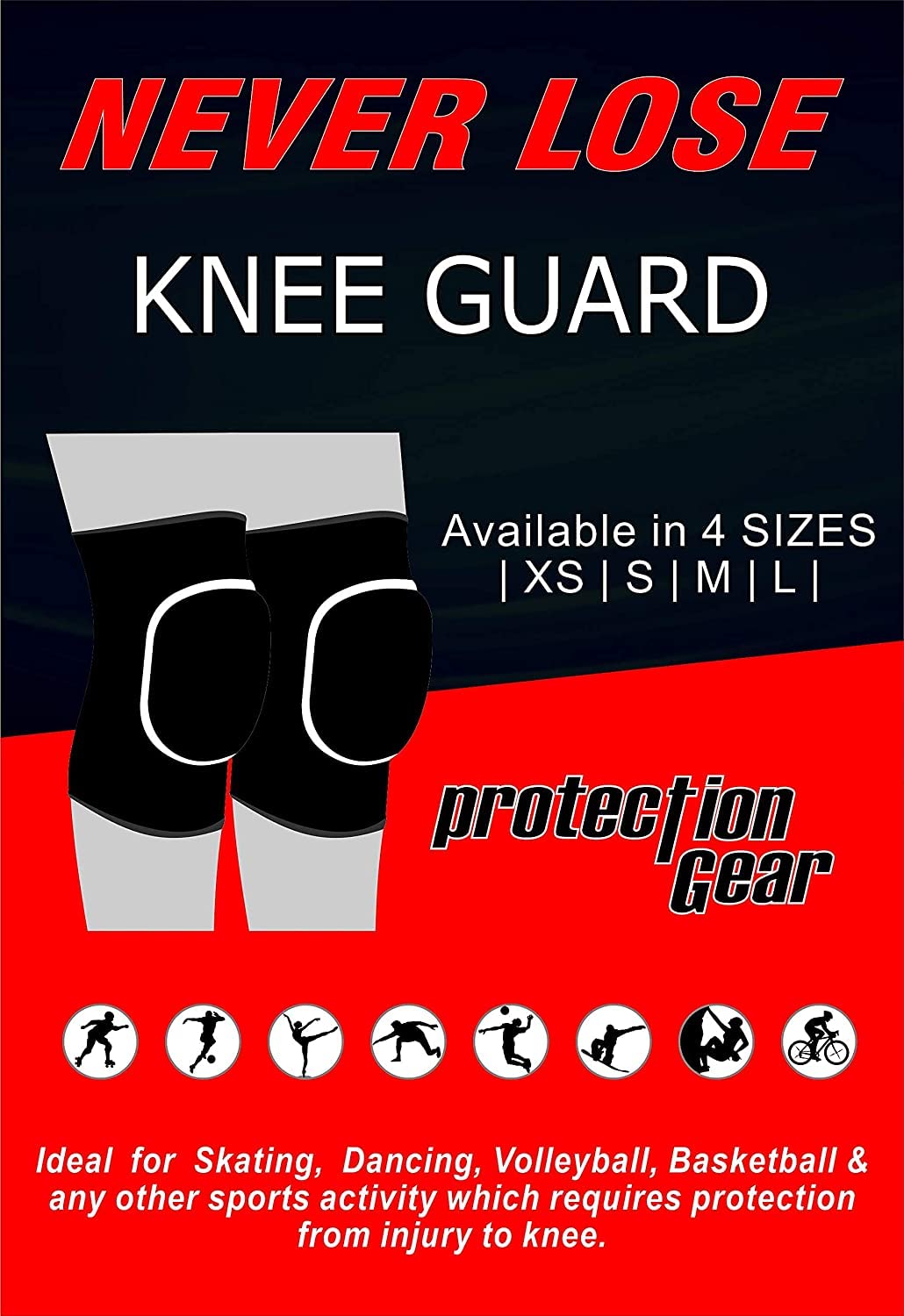 NEVER LOSE Sponge Knee Pads for Mens & Womens| Support built for Superior Protection and Comfort | Knee Sleeve for Sports Workouts Gym Dancing Skating Cycling |Guard Protector 3