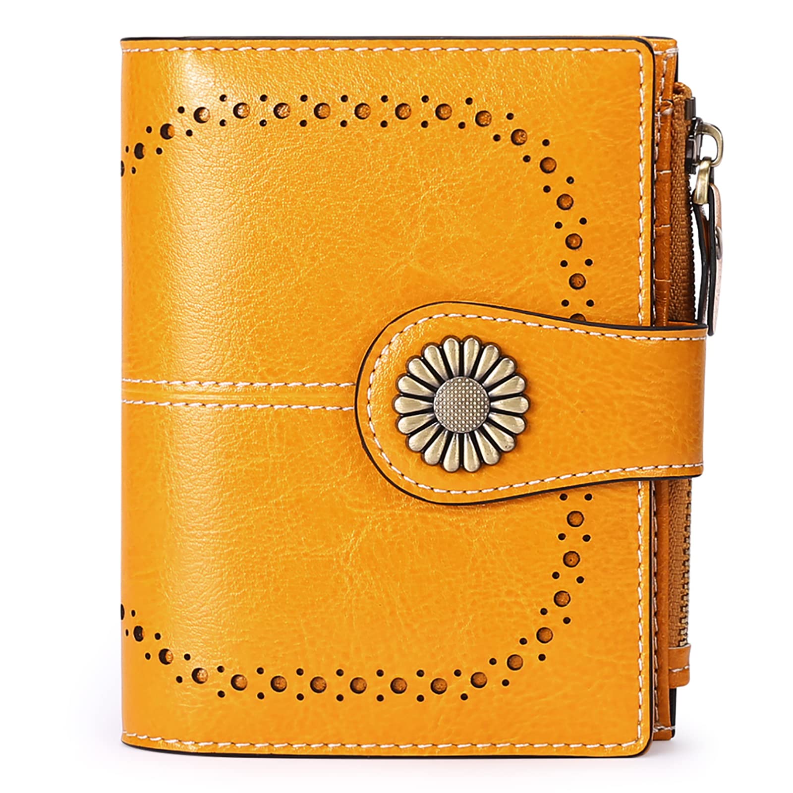 SENDEFN Portefeuille Femme Cuir Porte Monnaie Femmes Porte-Cartes Portefeuille Zippé Femmes avec 16 Emplacements pour Cartes Anti RFID Portefeuilles