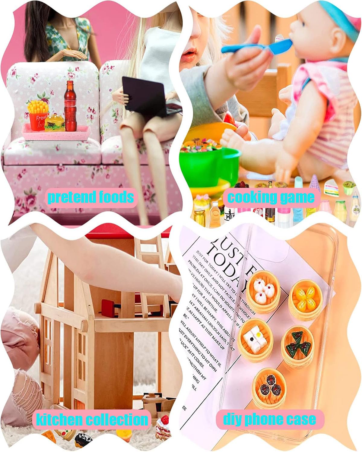 60PCS Miniature Toys, Resin Food Decorations, Random Assortment of Miniature Things, Blind Bag Style for Toy House and Miniature House Displays, Perfect for Home, Restaurant, and Shop Decor - Image 4 thumbnail