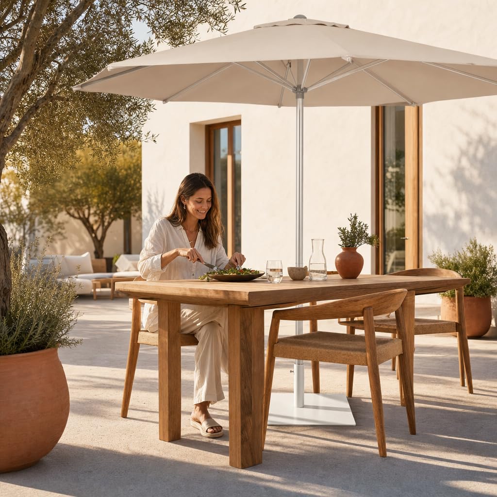 Parasol de Jardín, Sombrilla Cuadrada de Terraza con Protección UV50+ Estilo Minimalista, 2.5x2.5 m Beige