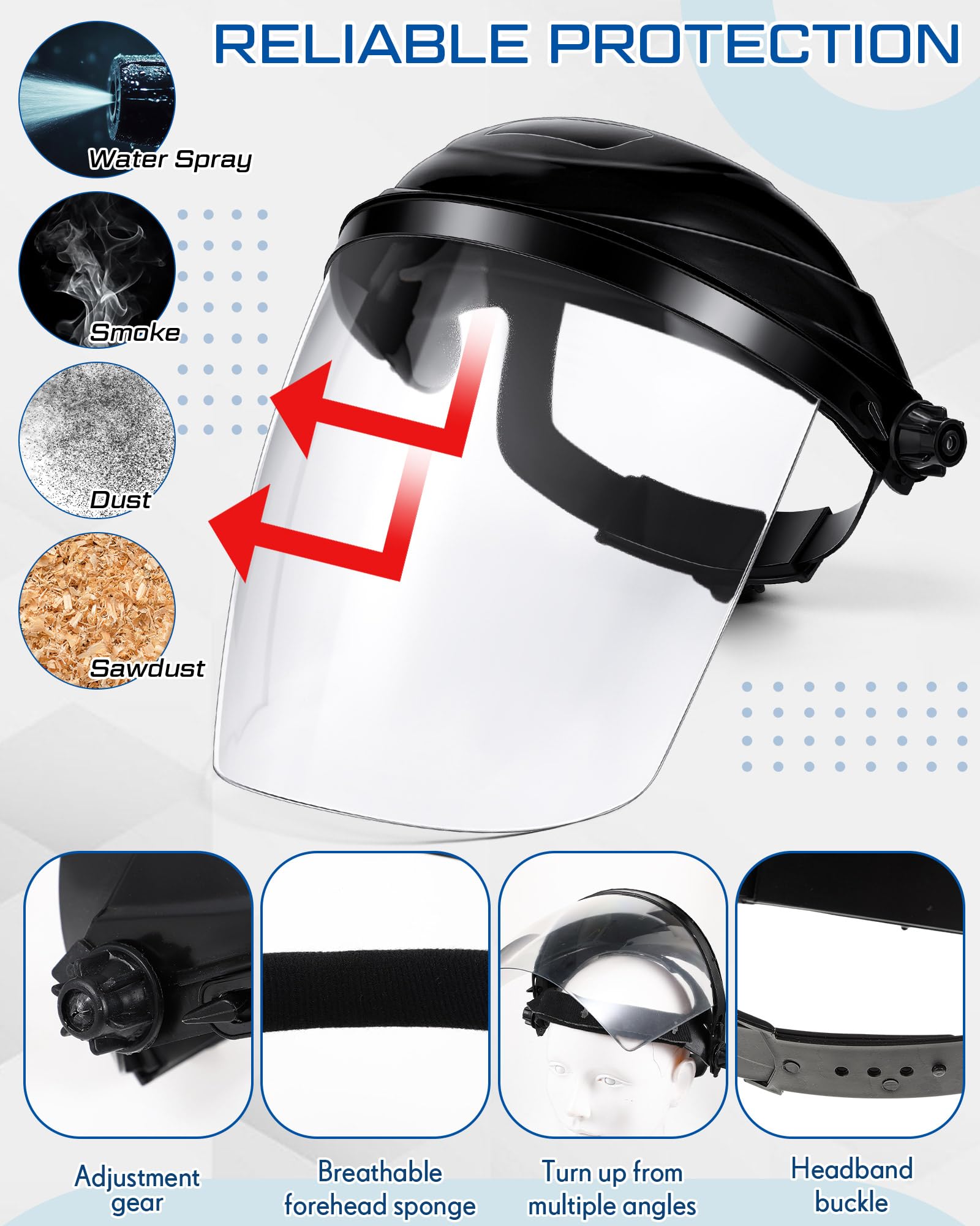 Tellegloww 1 juego de protector facial de seguridad para moler y cortar, guante recubierto de nitrilo con agarre, 2 gafas de seguridad (transparente y gris), protección completa gruesa para