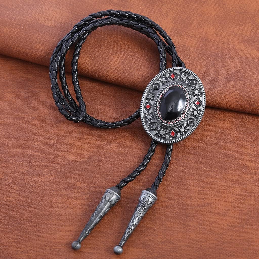 HUABOLA CALYN Bolo tie, Handmade Round Shape Western Cowboy Bola Tie - Image 3
