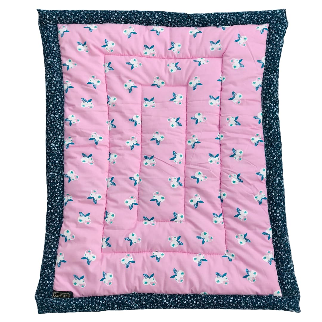 RURIBOSY ||Bedding Mattress for Cotton, Baby Sleeping Bed Set Godari Baby Cradle Bed |Sleeping Mat |Multi Purpose Cushioned Bed | Made with Pure Cotton | Age(0-1.5yr)-All (Style:-7)