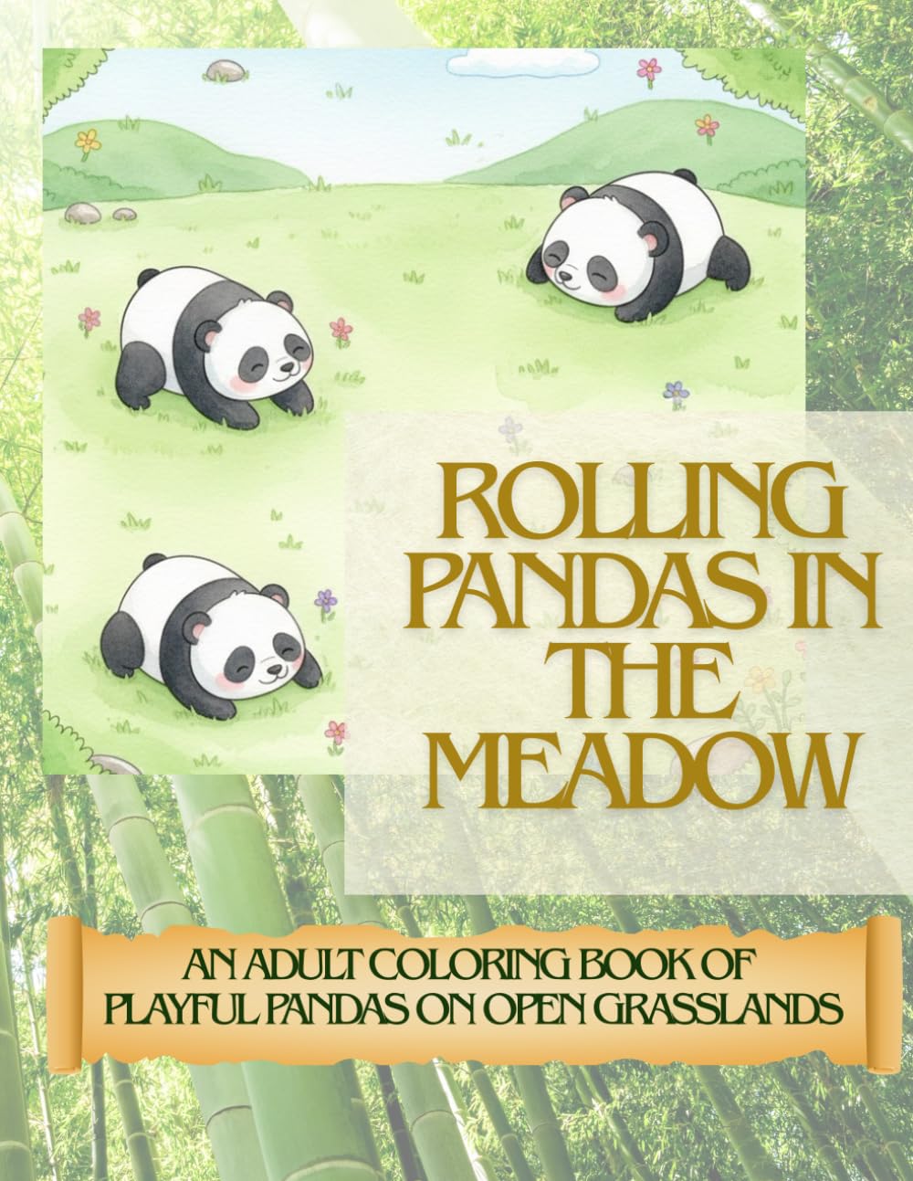 Rolling Pandas in the Meadow: An Adult Coloring Book of Playful Pandas on Open Grasslands (adult coloring book for women)