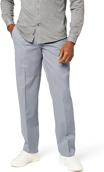 Dockers Men's Classic Fit Workday Khaki Smart 360 Flex Pants (Regular and Big & Tall), Burma Grey, 36W x 30L