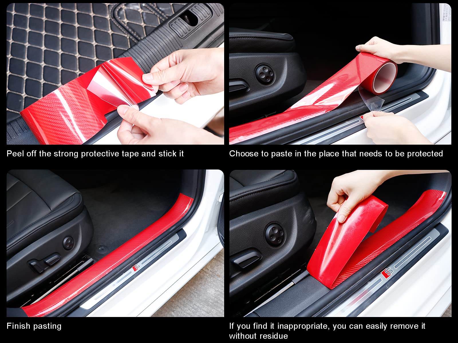 5D Fibra Di Carbonio Rivestimento Adesivo Car Sticker Auto 10cmX10m, Protezioni Per Davanzali Per Porte Auto In Fibra Di Carbonio Universali Autoadesive Per Auto Protettive (Fibra di carbonio nera)