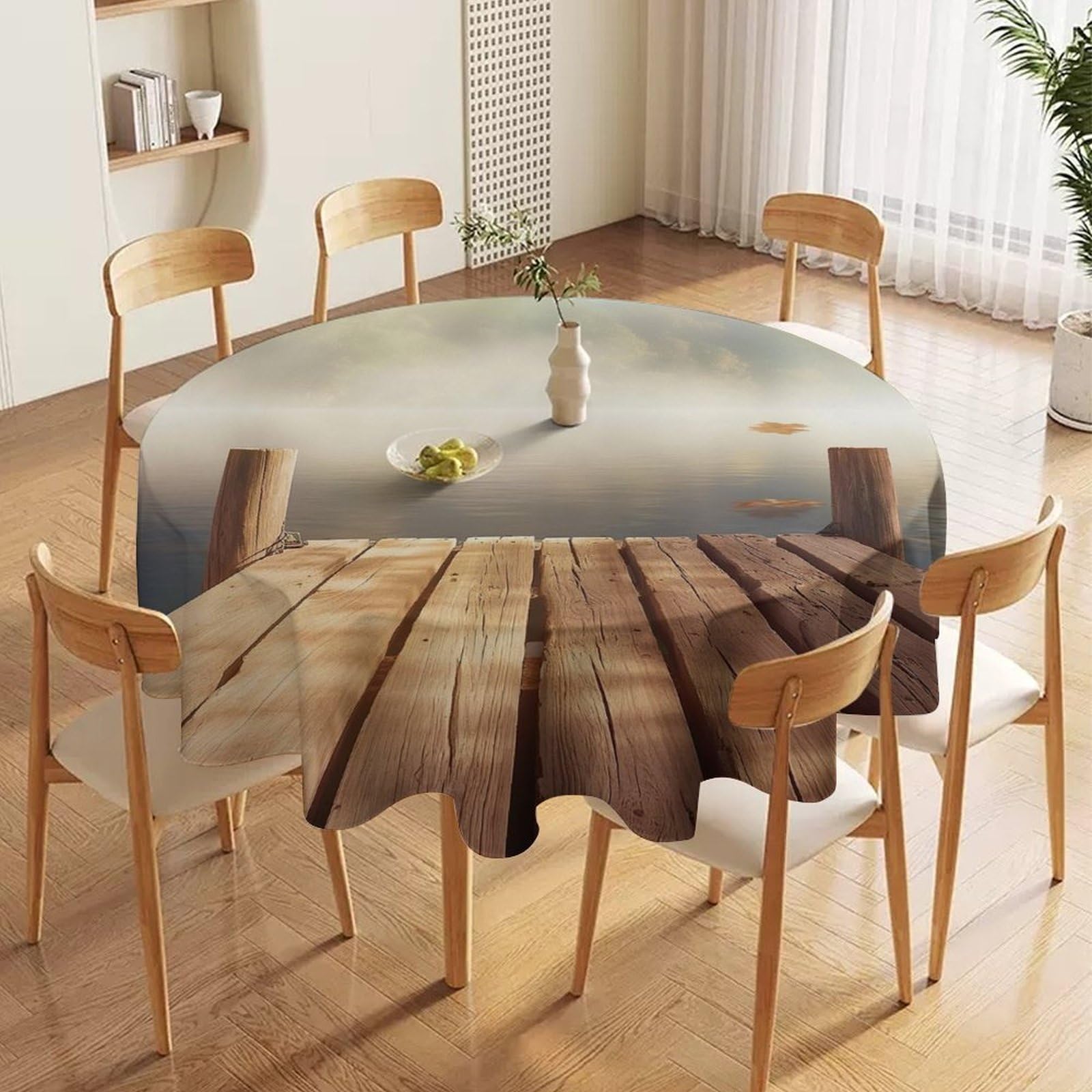 ORDOBO Round Table Cover -Seashell Pattern Fashion Tablecloth Protector 3D Print Wipeable Outdoor Table Cover For Kitchen Dining Home Decoration 91X91Cm