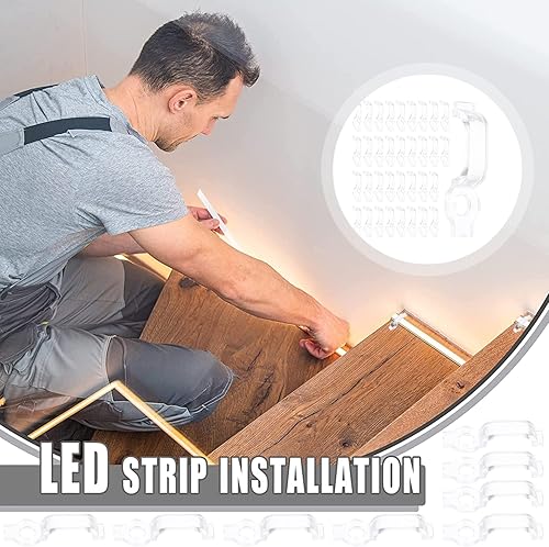 Miniatura 7 de Mikikit Tiras de luces LED con clip de tira de luz, tiras de luces LED, clips LED para exteriores, tiras de luz LED, soportes de tira de luz,
