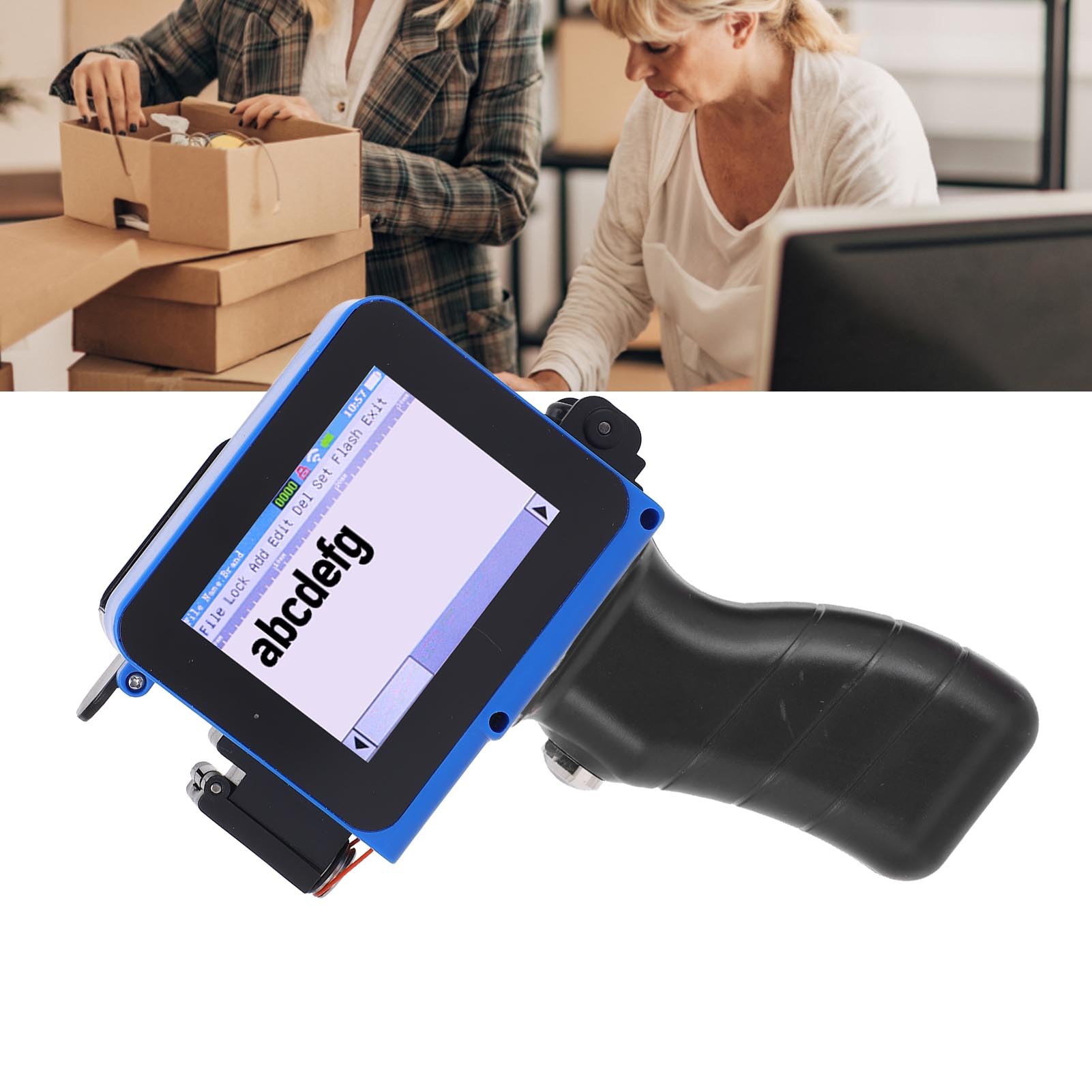 Fafeicy Impresora de Inyección de Tinta Portátil, Codificador LED de Pantalla Táctil Portátil de 4,3 Pulgadas para Texto de Código de Barras de Código QR en Tela de Plástico de Madera, Impresión