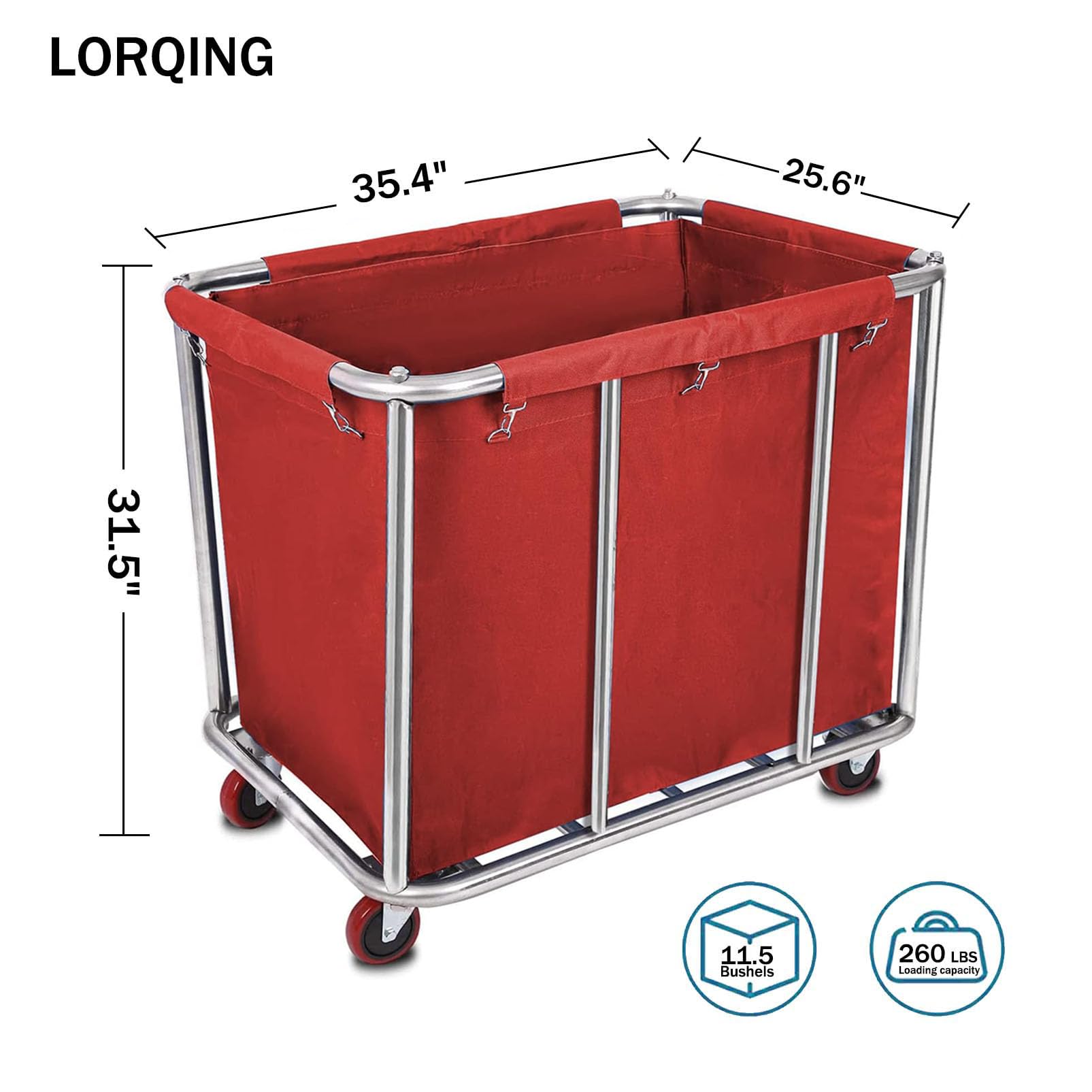 10 Bushels Laundry Cart Commercial/Home,Heavy Duty Large Stainless