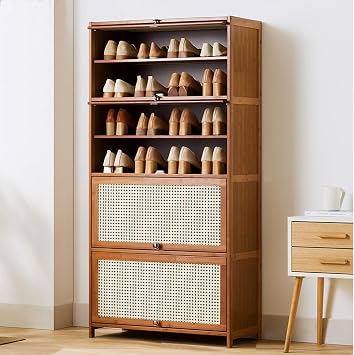 Entryway Shoe Storage, Shoe Rack Narrow, Flip Drawer Shoe Cabinet, Multi-layer Tall Shoe Storage Cabinet, Shoe Cabinet Shelf for Bedroom Dormitory, for Living Room, Hallway  Size 60X33X140cm