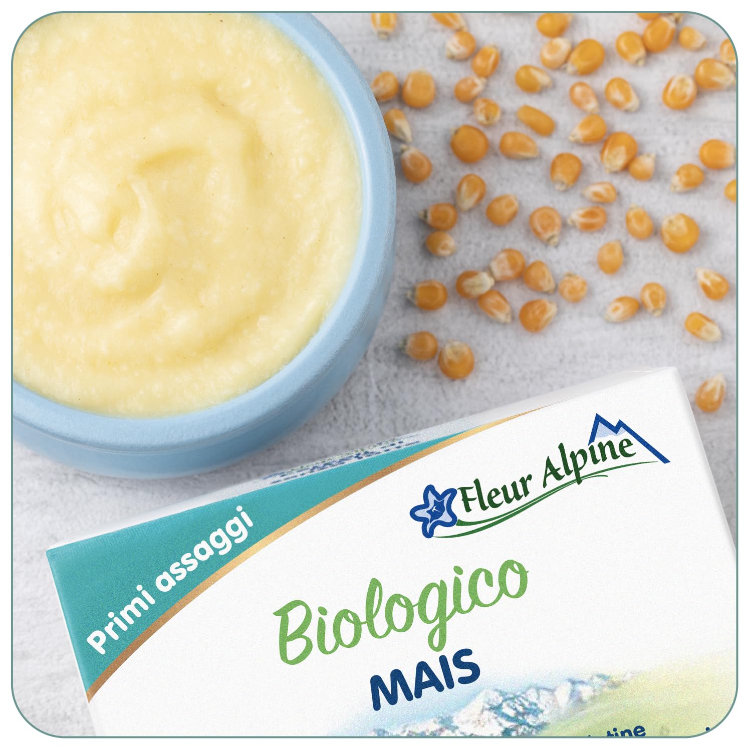 FLEUR ALPINE Confezione da 2 porridge di mais biologico per neonati - Colazione deliziosa - Preparazione facile - Alimenti per bambini dai 4 mesi in su senza zuccheri aggiunti - 2x7 porzioni